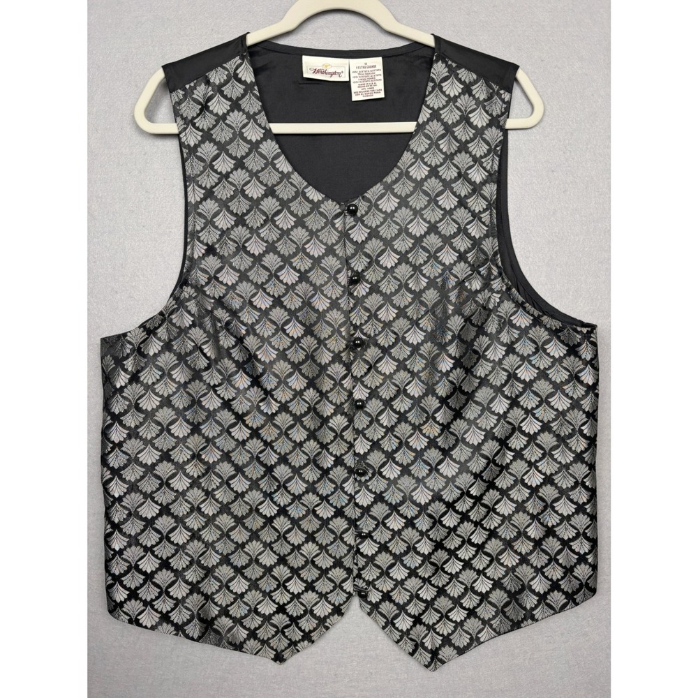 Worthington Vest Womens 1X Metallic Brocade Button Front Waistcoat USA Made